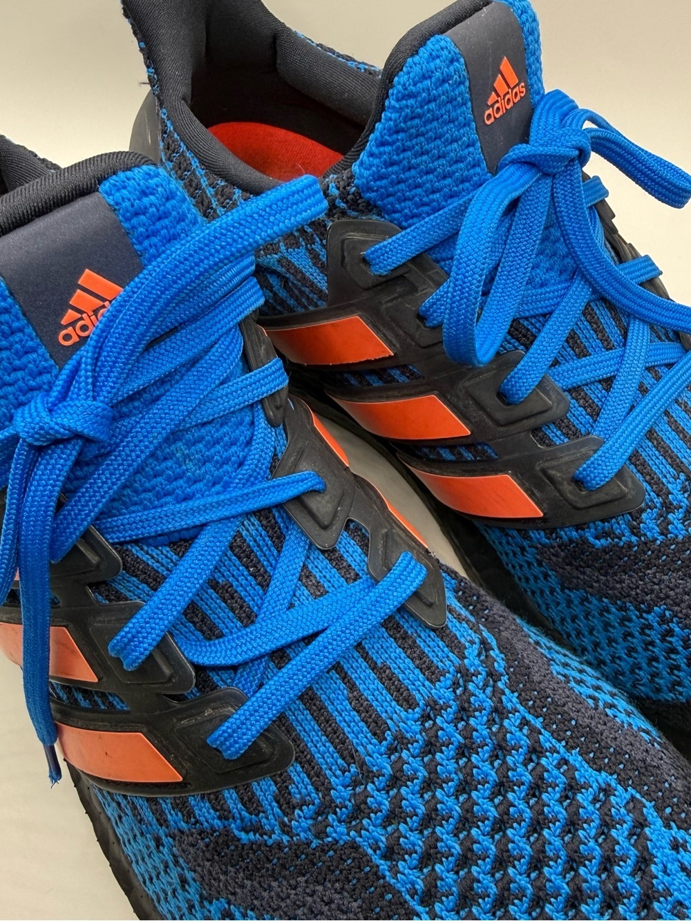adidas Blue and Orange Knit Running Shoes - Picture 3 of 12